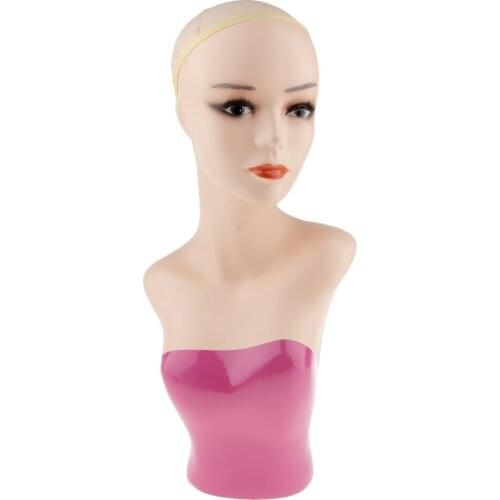 Beauty Female Mannequin Manikin Head with Bust Hair Wigs Jewelry Glasses Scarf Display Headband Stand Model
