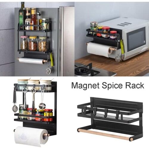 Magnetic Shelf Rack Magnet Fridge Shelf Kitchen Storage Rack Spice Hang Racks Decorative Metal Shelf Kitchen Organizer With Hook
