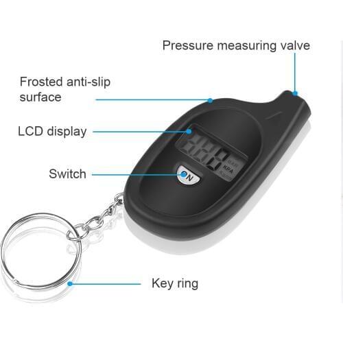Mini Tire pressure gauge Portable keychain Style PSI, Kpa, Bar Pressure Gauge Tire air pressure test Meter digital display