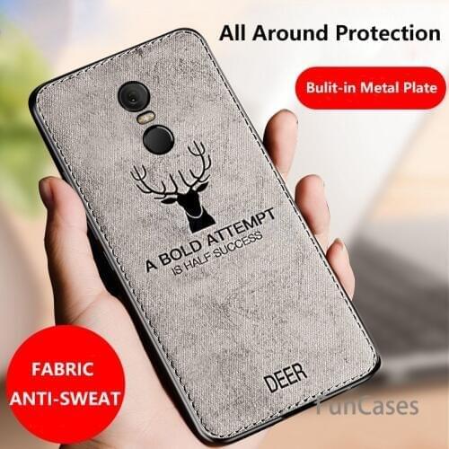 Cloth Texture Deer 3D Soft TPU Magnetic Car Case For Xiaomi Redmi 5 Plus Built-in Magnet Plate Case For Redmi 5 / 5plus Cover