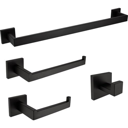 Bathroom Hardware Set Matte Black Toothbrush Cup Paper Holder Robe Hook Towel Ring Toilet Brush Holder Bathroom Accessories