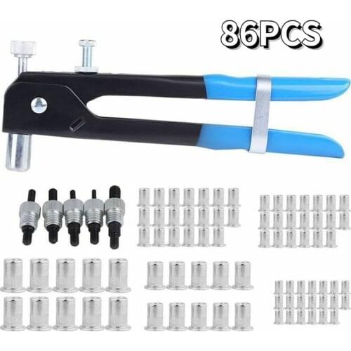86pcs-Hand Riveter Nut Rivet Gun Set Insert Mandrel M3/M4/M5/M6/M8 Screw Kit Riveting Machine For Household Repair Tools