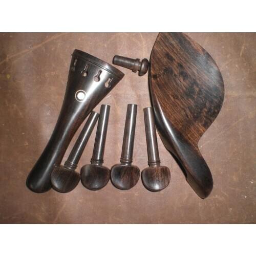 4 Set Ebony Violin fitting 4/4 with Chin rest Pegs and tail piece natural color