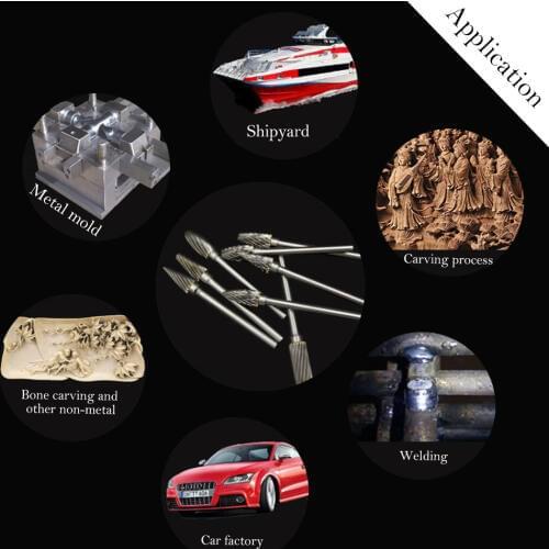 10 pcs Tungsten Carbide Rotary Burr Set Rotary Tool with 3mm Shank/Double Cut Rotary Burr Engraving Etching Abrasive Tools