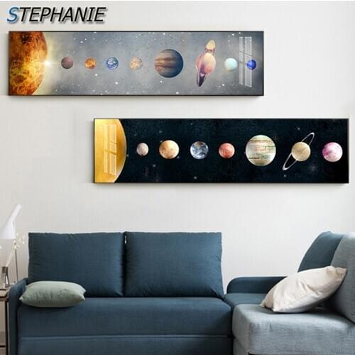 Nordic Planet Sun Canvas Painting Unique Yellow Black Poster and Print for Living Room Wall Picture for Bedroom Wall Art Poster