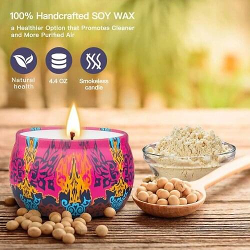Smokeless Tinplate Scented Candles Gift Set Natural Soy Wax Aromatherapy Candles Kit Home Decor Home Decoration