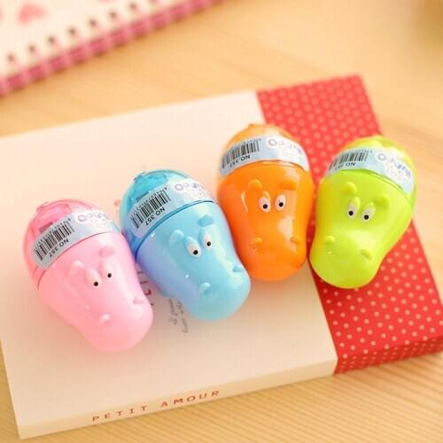 New Creative Colorful Hippo Shape Animal Mini Pencil Sharpener Knife Cutter Students Children Kids Gift Random