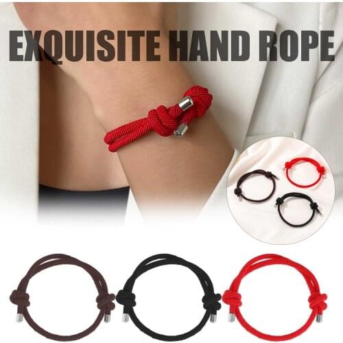 30# Couple Bracelets Fashion Ethnic Style Red Rope Hand-woven Valentines Day Gift Couple Bracelet Soild Color Парные Браслеты