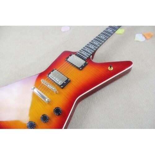 Custom 6 string sunburst guitar,irregular guitar,basswood body,H H pickups,Triangle inlay,golden button