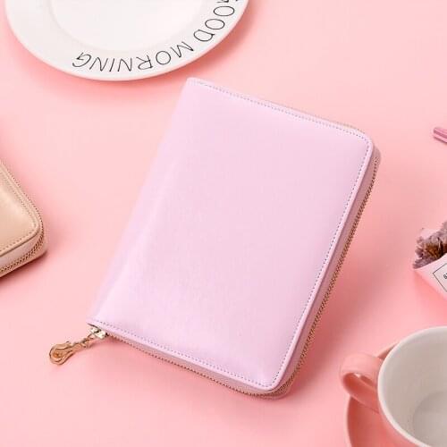 Hand Account Book Square Girlish Heart A6 Portable Notebook PU Japanese Zipper Bag Diary Book Multi Function Agenda Note Book