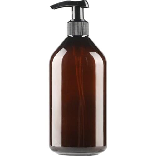 BEAUTY MISSION 400ML 12 pcs/lot Empty Brown Plastic Bottle, Lotion Pump Bottle Liquid Soap Shower Gel PET Bottle