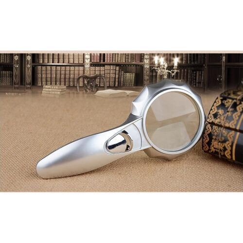 Handheld 7X Magnification LED Light Optical Magnifier High Jewelry Magnifier Old Reading Optical Glass Lens Magnifying Glass