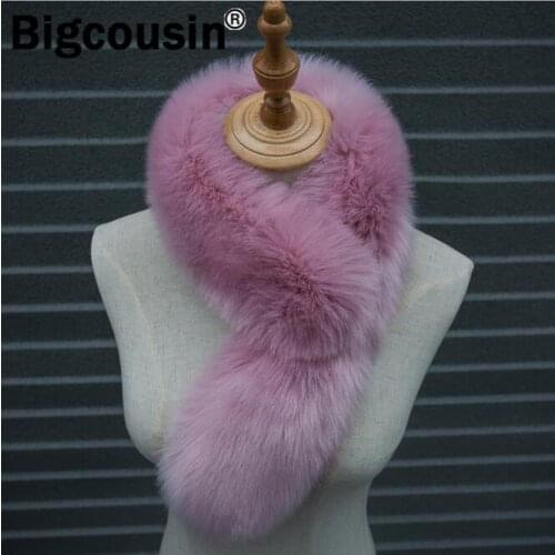 Womens Faux Fur Scarf 2020 New Winter Fake Fox Fur Collar Solid Warm Wraps Female All-match Fashion Muffler FY02