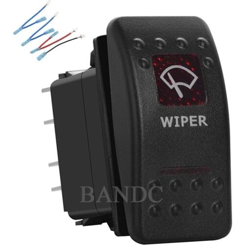 WIPER 7Pins On-Off-On DPDT Dual Red Led Rocker Switch for Car Boat RV ARB Vehicles,Waterproof,12V/24V,Jumper Wires