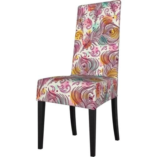 Peacock Feathers stretch chair slipcover for dining room elastic material chair cover for office chair banquet chair