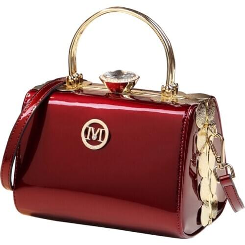 Fashion patent leather small messengerr bags for women leather handbag box clutch ladies red wedding bag phone purse and handbag