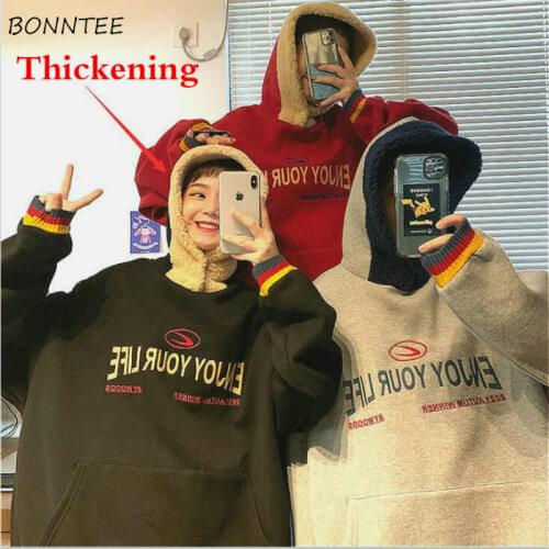 Hoodies Women Patchwork Thicker Velvet Pockets Loose Korean Style Hoodie Womens Oversize Hooded Pullover Casual Letter Harajuku