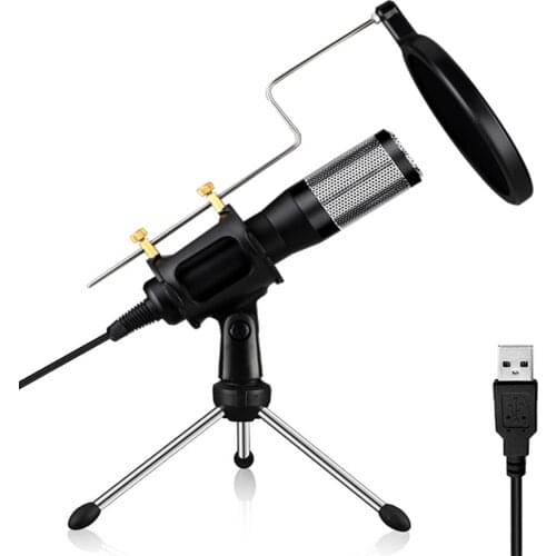 USB Microphone, Condenser PC Gaming Mic with Tripod Stand for Laptops Windows, Podcasting, Vocal Recording