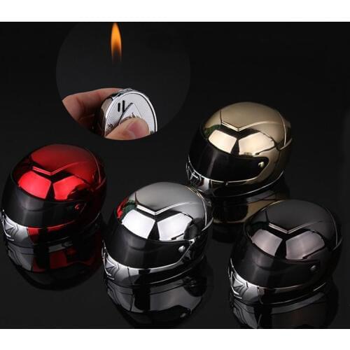 Metal Lighters Creative Personality New Strange Cigarette Lighter Inflatable Open Flame Gas Lighter Fun Helmet Lighter