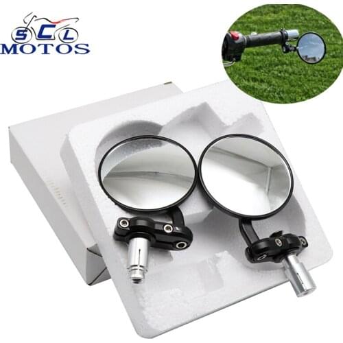 Sclmotos- 7/8" 22mm Motorcycle Handle Bar End Rearview Mirror Motorbike ATV Metal Side Rear View Mirrors for Honda for Kawasaki