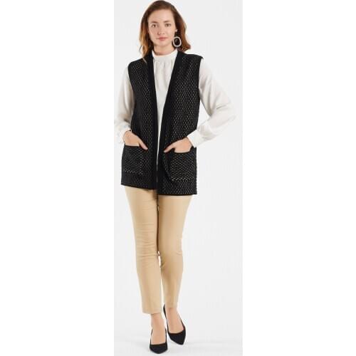 Women Patterned Pocket Knitwear Vest