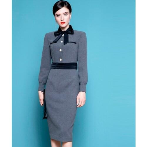 High End Ladies' Temperament Dress Womens New Retro Slim Business Dress In Autumn And Winter 2020