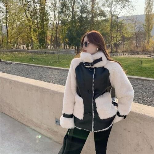 Winter Women High Quality Fur Coat Loose Collar Design Integrated Long Splicing Single-breasted Cotton-padded Pocket Jackets