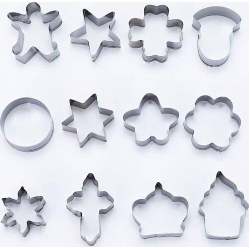 12pcs/set Christmas series Stainless steel Cookie Cutter Creative Snowflake Biscuit Mold Pastry Cutters Slices Baking Tool
