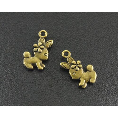 30pcs Bronze Easter Bunny rabbit Charm Fit DIY Necklace Bracelet Making 16x8mm A1453