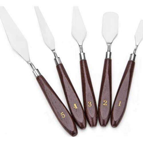 5Pcs Oil Knives Artist Crafts Stainless Steel Spatula Palette Knife Set For Oil Painting Mixed Scraper Art Supplies