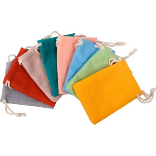 50pcs/Lot 10x15cm Shopping Bag Cotton Fabric Portable Plaid Grocery Bags Drawstring Pouches Travel Storage Bag Bag