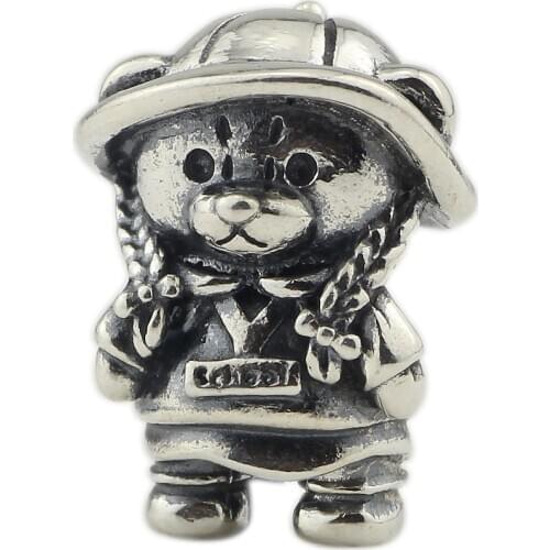 Lovely School Bag Bear Charm Beads Silver 925 Original Beads Fit Original Bracelet Jewelry Bead for Jewelry Making Bead Pendants
