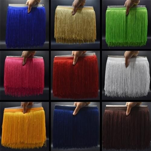 1Yards/Lot 20CM Long Lace Fringe Trim Polyester Tassel Fringe Trimming For Diy Latin Dress Stage Clothes Accessories Lace Ribbon