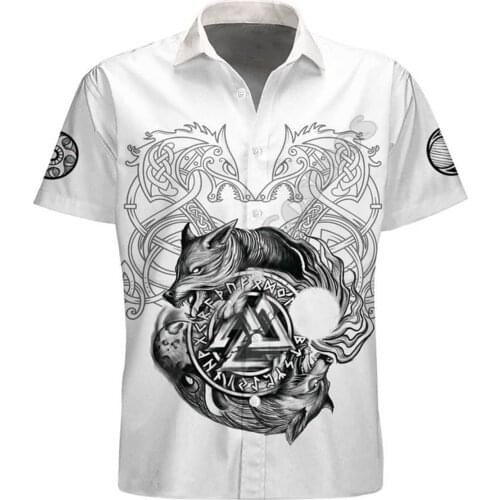 Hawaii Shirt Hawaiian beach Summer Viking tattoo Printed 3d Mens Shirt Harajuku Tee hip hop shirts 21