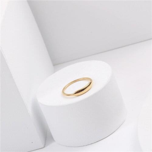 INSCHIC 2021 Korean Fashion Rose Golden Simple Thin Little Finger Rings For Women Girls Stainless Steel Glossy Engagement Ring