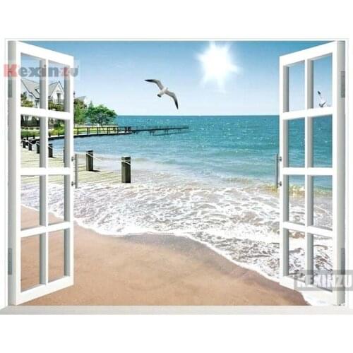 Kexinzu Full Square/Round 5D Diy Diamond Painting Cross Stitch "Window Scenery " Diamond 3D Embroidery Mosaic Home Decor 098