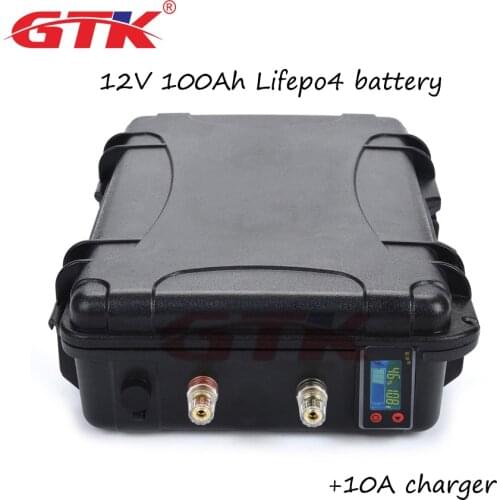 Lithium ion battery pack Iron Phosphate 12v 100Ah Deep Cycle Lifepo4 100A BMS Golf cart EV RV marine trolling motor +10A charger
