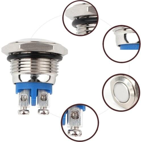 16mm Metal Push Button Switch LED Light Self lock Momentary Latching Car Start Button Power Button