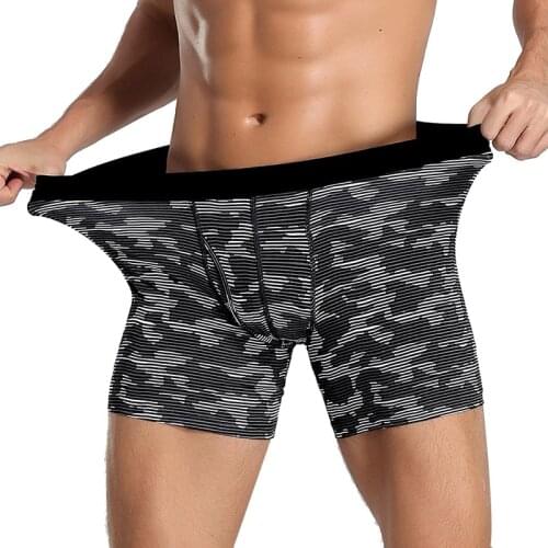 Fahion Men Underwear Long Boxers Male Panties High Quality U Convex Pouch Open Crotch Long Shorts