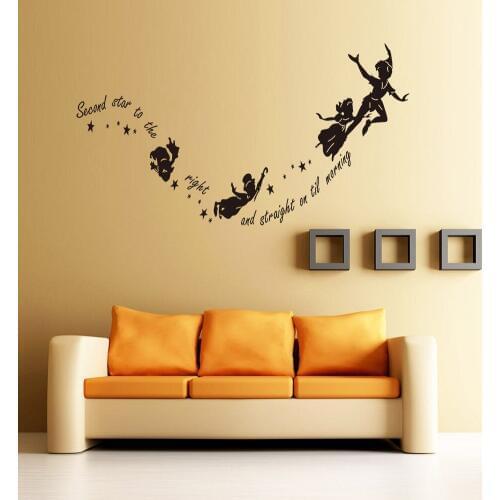 Peter Pan Second Star Wall Sticker DIY Kids Bedroom Nursery Vinyl Decal Decor Boys and Girls Wall Stickers