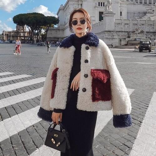 New Autumn Winter Female Jacket New Loose Thickened Casual Contrasting Lamb Hair All-Match Wool Short Women Faux Fur Coat
