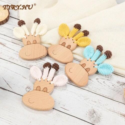 Newest Baby Wooden Rattle Toy Crochet Animal Giraffe Baby Teether Elephant Rattle Ring Toys Newborn Pram Stroller Baby Product
