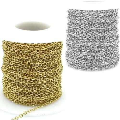 2m/lot Stainless Steel Flatten O-chain Bulk Width 1.5/2mm Chain Necklace For DIY Jewelry Making Materials Accessories Wholesale