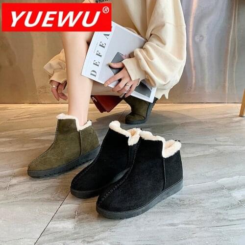 YUEWU Plush Fashion Snow Boots Korean Version Casual Keep Warm Women’S Boots Available In Black And Green