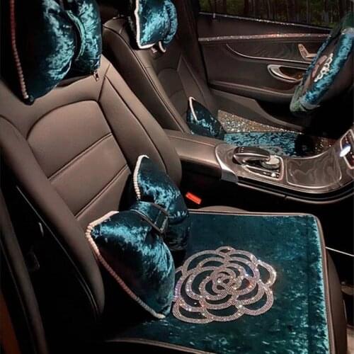 Car seat cushion diamond four seasons universal retro single piece no back seat cushion goddess car interior ornament set