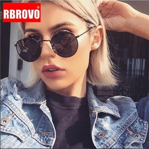 RBROVO 2021 Vintage Mirror Sunglasses Women/Men Brand Designer Glasses Lady Round Luxury Sun Glasses Retro Oculos De Sol Gafas