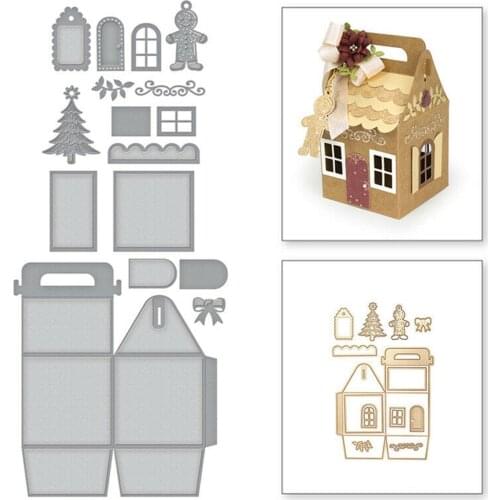 Christmas Houses Boxes Gift Metal Cutting Dies Set Scrapbooking Embossing DIY