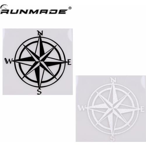 Runmade 1Pcs Compass Travel Wanderlust Direction N S W E Car Stickers Black Silver Car-styling