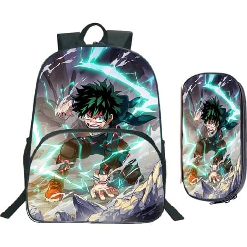 Anime My Hero Academia Backpack 2 Pcs Set Backpacks Cartoon Pencil Bag Boys Girls Book Bags Teens Travel Rucksack Cool Mochilas