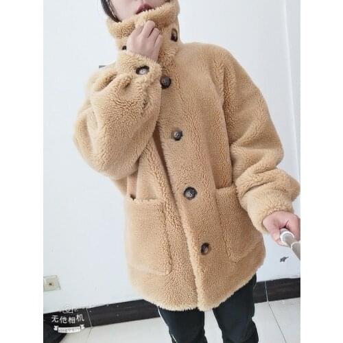 24 hours delivery Fur Coats Woman 2019 Autumn Winter Warm Fur Jacket For Women Sheep Shearing Outwear Soft Fluffy Jacket White